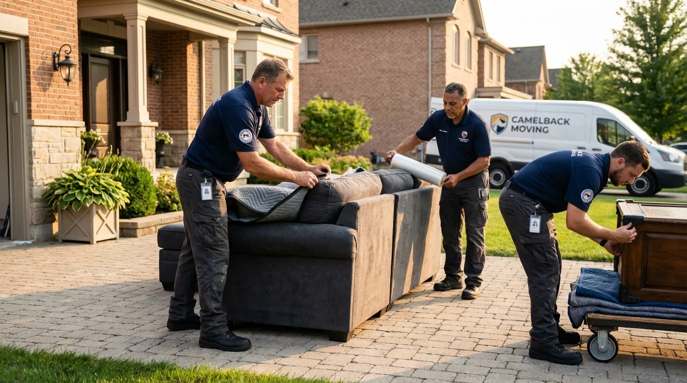Large estate moving crew wrapping furniture in Satellite Beach, FL
